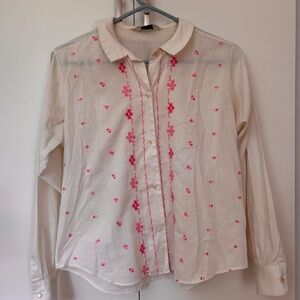 Pink floral rockabilly blouse